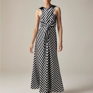 Christopher John Rogers X J.Crew cross-front maxi dress in stripe navy and white